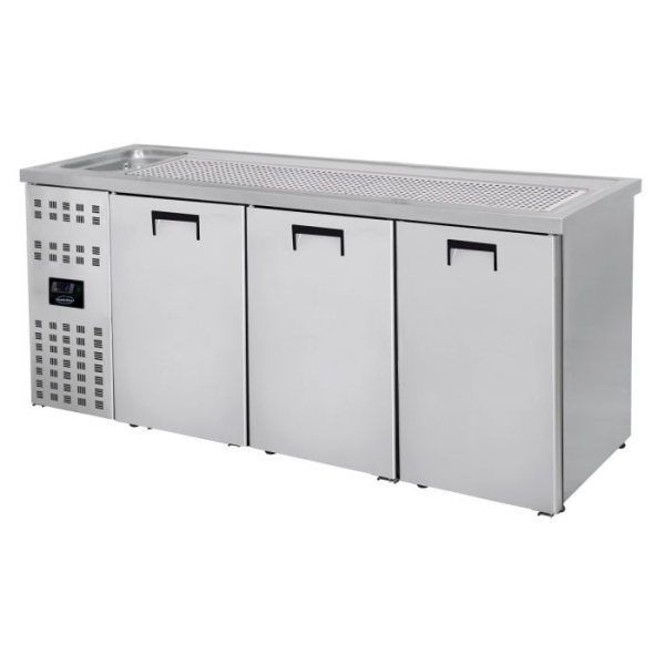 BEER COUNTER WITH 3 DOORS & 1 SINK ON THE LEFT