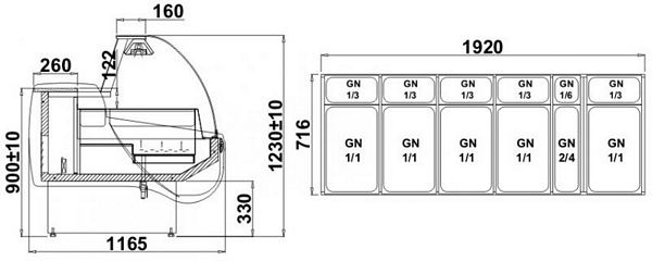 Heated Display ALBERTA 2 B 2.1, 2000 x 1165 x 1230 +/-10mm
