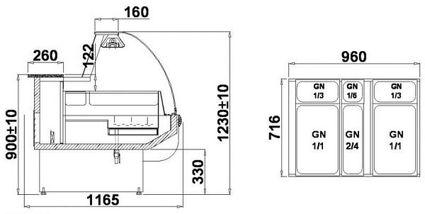 Heated Display ALBERTA 2 B 1.1-mod, 960x1165x1230+/-10mm