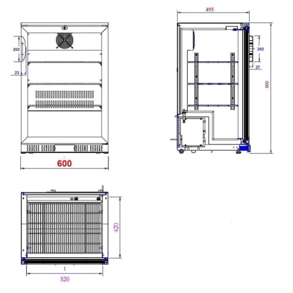 BACKBAR COOLER BLACK 1 DOOR