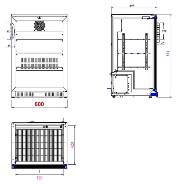 BACKBAR COOLER BLACK 1 DOOR