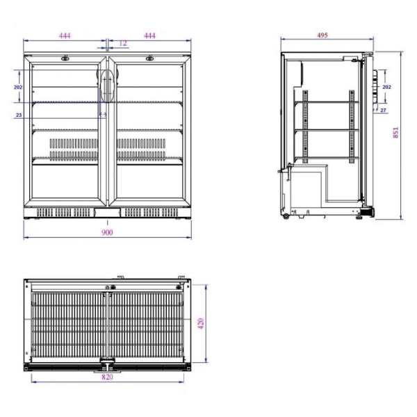 BACKBAR COOLER BLACK 2 DOORS