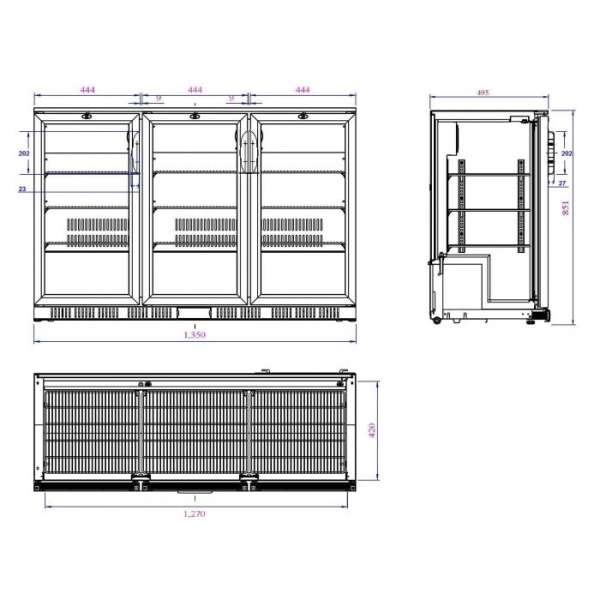 BACKBAR COOLER BLACK 3 DOORS