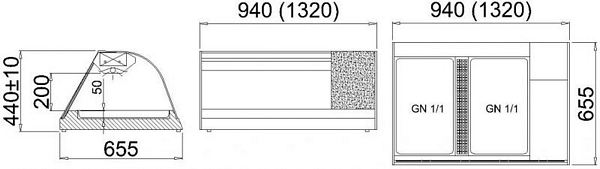 Refrigerated counter Lara 1.0, 940x655x440+/-10mm