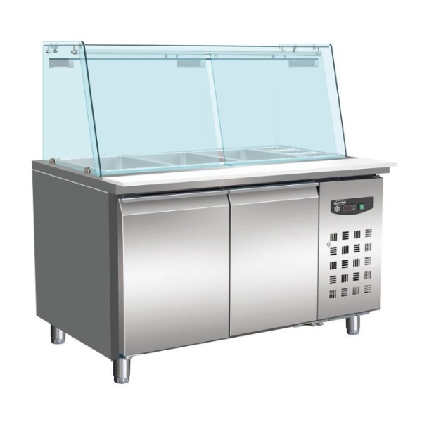 BAKERY REFRIGERATED COUNTER WITH GLASS 2 DOORS 4x 1/1 GN CONTAINERS