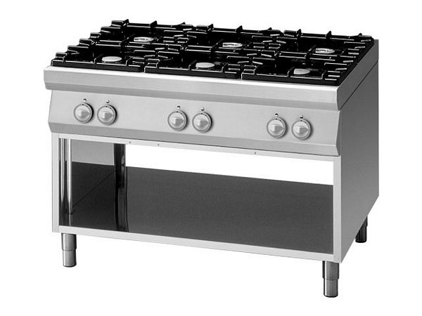 Modular Gas range, 6 burners, 29,6 kW, 1200x900x850mm