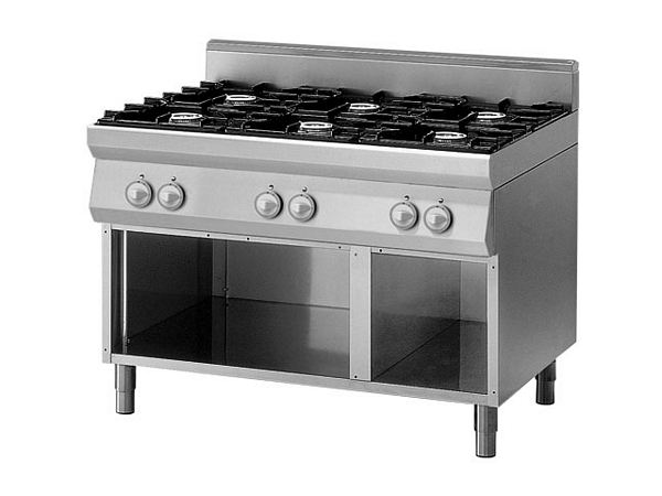 Modular Gas range, 6 burners, 37 kW, 1200x900x850mm