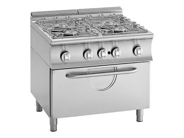 Modular Gas range, 4 burner, with electric oven, 900x900x850mm