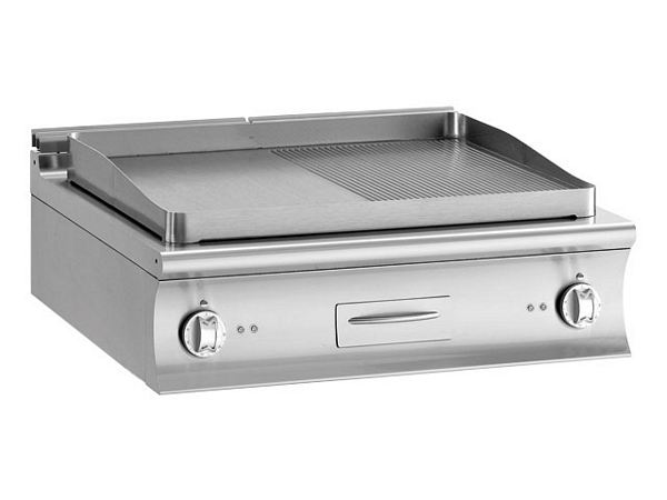Modular Griddle plate, smooth/grooved hard chrome, 900x900x250mm