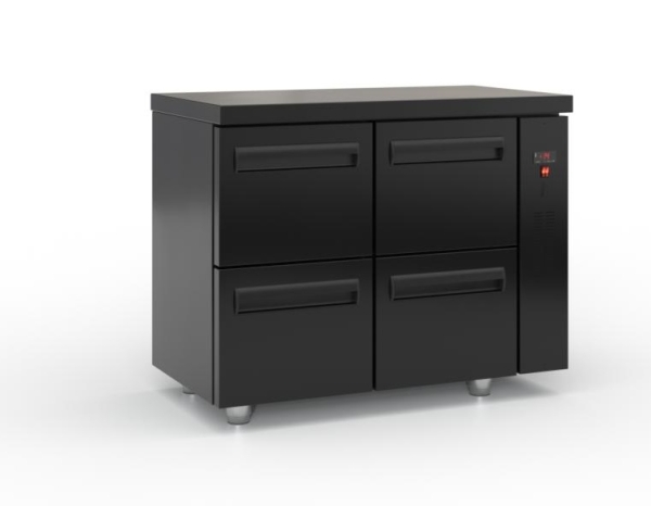 Refrigerated counter with drawers without compressor (105x60 cm) in black color
