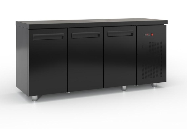 Freezer counter with doors and compressor on the right (180x60 cm) in the color black
