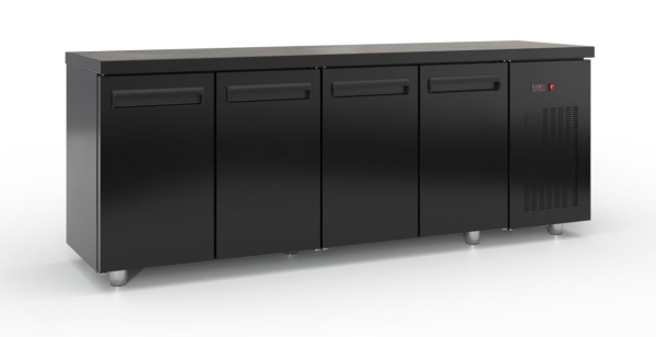 Freezer counter with doors and compressor on the right (225x70 cm) in the color black