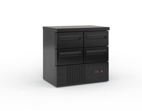 Cooling table with drawers without compressor (90x70cm) in black color