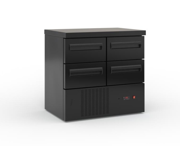 Refrigerated counter with drawers and compressor (90x60 cm) in black color