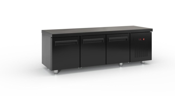 Kühltisch mit Kompressor rechts (180x70 cm) in der Farbe Schwarz