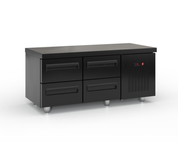 Cooling table with drawers and Compressor Right (135x70 cm) in black color