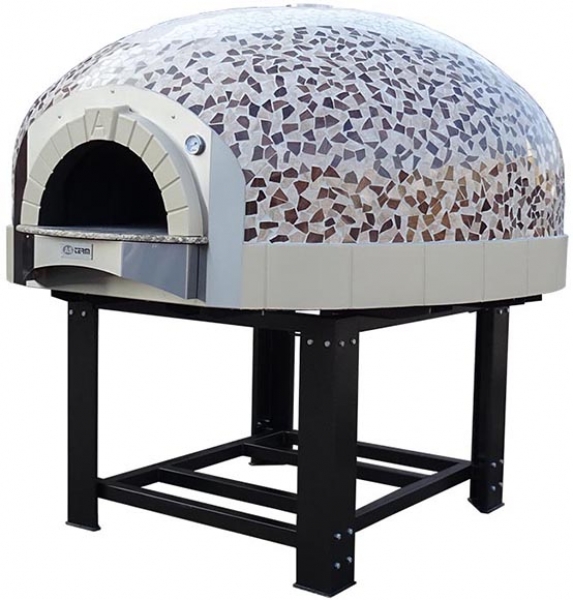Wooden pizza oven D120K, dome with mosaic stones, 105 pizzas á Ø 30 cm per hour, weight 1,500 kg