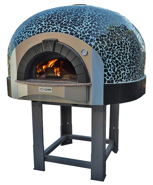 Wooden pizza oven D120K, dome with mosaic stones, 105 pizzas á Ø 30 cm per hour, weight 1,500 kg