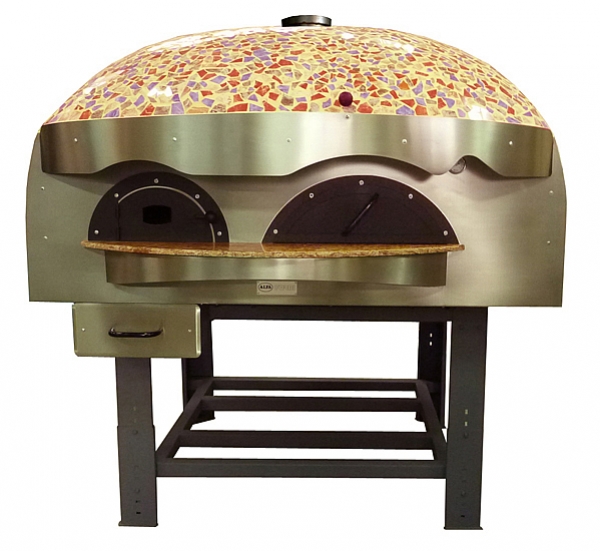Holz Pizzaofen D120VK, Kuppel mit Mosaiksteinen, 135 Pizzen á Ø 30 cm pro Stunde, Gewicht 2.150 kg