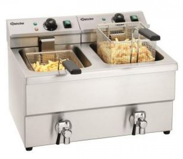 Double deep fat fryer "IMBISS II", 2 basins, 16 litres, 580x550x