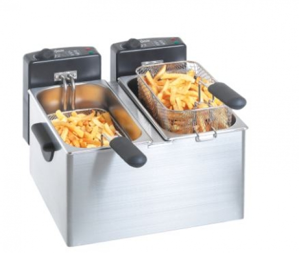 Doppel-Fritteuse "MINI III", 2 Becken, 2x4 Liter, 400x400x280mm