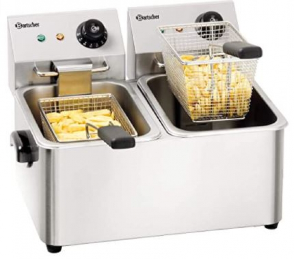 Double deep fat fryer "SNACK II", 2 basins, 2x4 litres, 435x400x