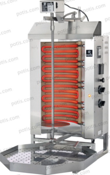 POTIS E2-S stainless steel version (stainless) gyros grill, 400/230V 2/N/PE, 6.0 KW, with fat tray 500x500