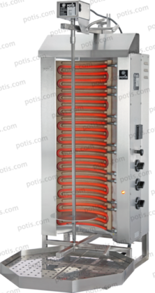 POTIS E3-S stainless steel version (stainless) gyros grill, 400/230V 3/N/PE, 9.0 KW, with fat tray 500x350