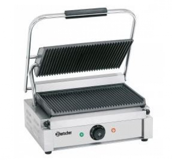 Electric contact grill, top grooved, bottom plain, 1,8 kW, 290x4