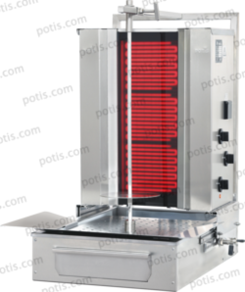 POTIS F CE3 stainless steel version (stainless) Gyros grill 400/230V 5.7 kW, with bottom motor 3.5 W, with movable heating elements, complete