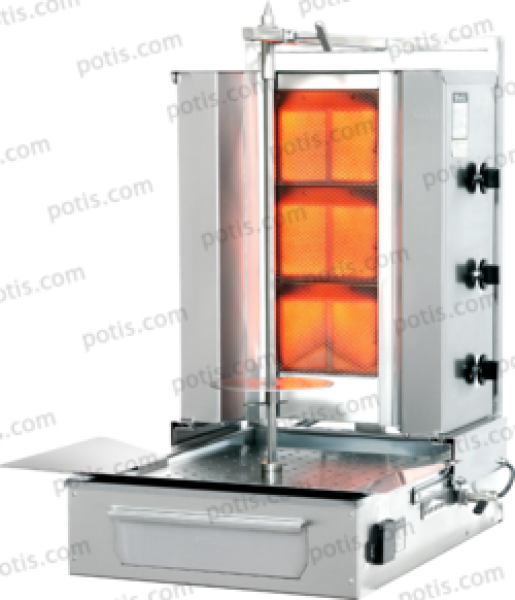 POTIS F GD3/S (liquefied gas/natural gas) stainless steel version (stainless) gyros grill, with motor below 3.5 W, with adjustable burners, complete