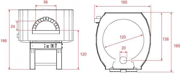 Gas pizza oven G120S-BF, metal dome, 105 pizzas á Ø 30 cm per hour, fixed & separately heated baking surface, weight 1,400 kg