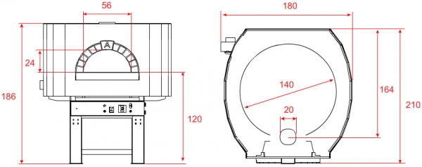 Gas pizza oven G140S-B0, metal dome, 150 pizzas á Ø 30 cm per hour, fixed & unheated baking surface, weight 1,800 kg