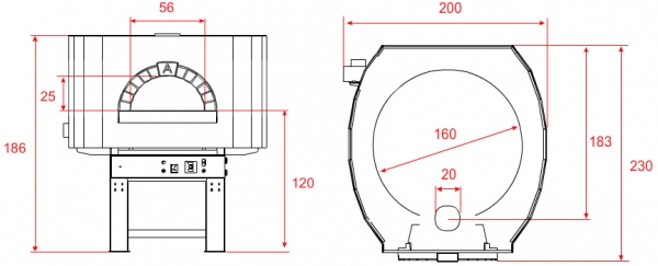 Gas pizza oven G160S-BF, metal dome, 195 pizzas á Ø 30 cm per hour, fixed & separately heated baking surface, weight 2.150 kg