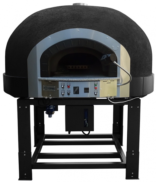 Gas pizza oven GR110K-B0, dome with silicon coating, 120 pizzas á Ø 30 cm per hour, rotatable and separately heated baking surface, weight 1,400 kg