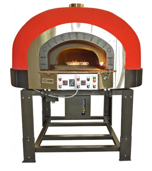 Gas pizza oven GR85K-B0, dome with silicone coating, 75 pizzas á Ø 30 cm per hour, rotatable and separately heated baking surface, weight 1,250 kg