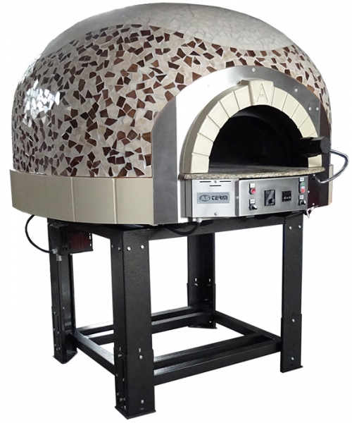 Gas pizza oven G120K-BF, dome with mosaic stones, 105 pizzas á Ø 30 cm per hour, fixed & heated baking surface, weight 1,400 kg