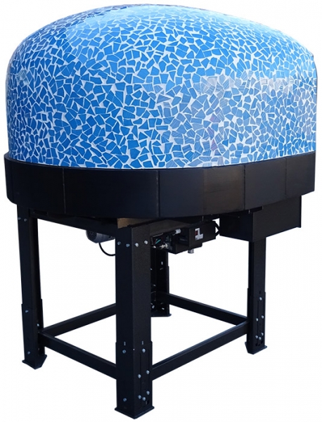 Hybrid pizza oven MIX85RK with wood and gas, dome with mosaic stones, 75 pizzas á Ø 30 cm per hour, rotating and unheated baking surface, weight 950 kg