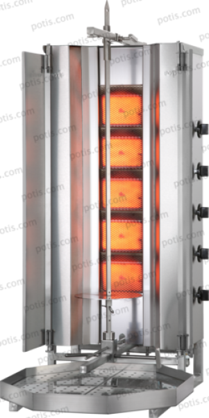 POTIS MU G3 (liquefied gas/natural gas) gyros grill, stainless steel design (rustproof), fat tray 550x550