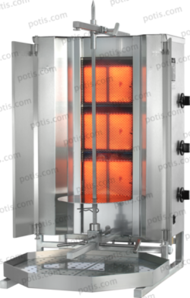 POTIS MU GD3/S (liquid gas/natural gas) gyros grill, stainless steel design (rustproof), with fat pan 500x500