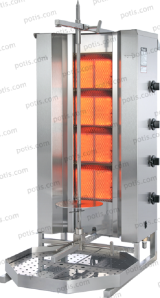 POTIS MU GD4/S (liquefied gas/natural gas) gyros grill, stainless steel design (rustproof), with fat pan 550x550