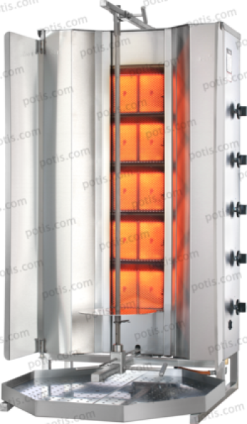 POTIS MU GD5/S (liquid gas/natural gas) gyros grill, stainless steel design (rustproof), with fat pan 650x650