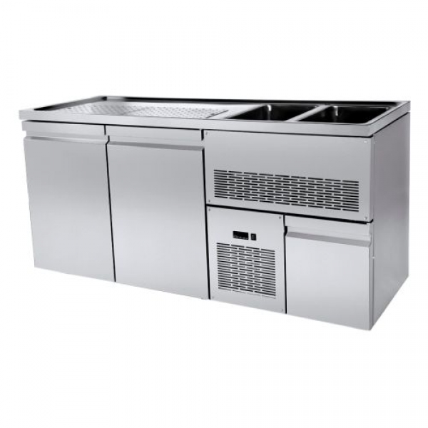 Beer bar, with 2 basin right, 2 doors, 1920x700x970mm