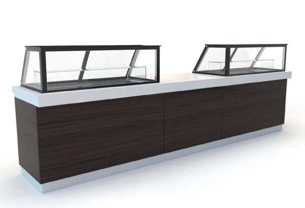 Heated display case with Corian display (149x75 cm)