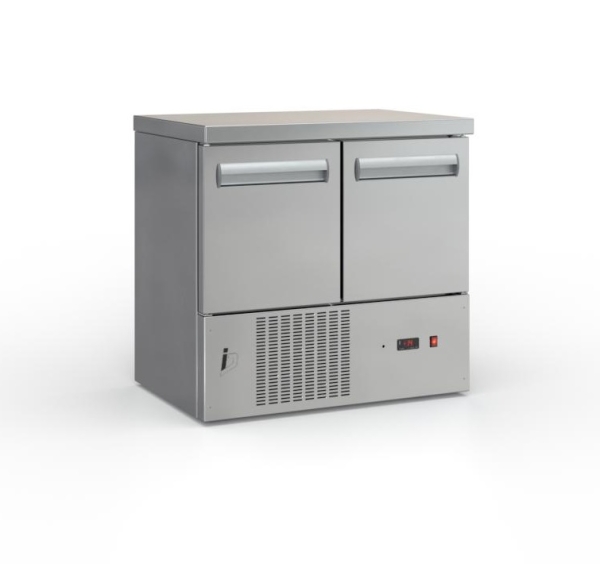 Refrigerated counter with floor compressor (90x70 cm) in the color silver