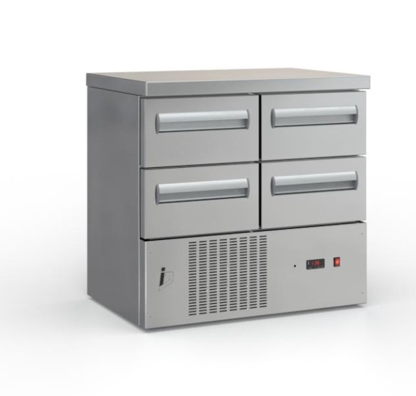 Cooling table with drawers without compressor (90x70cm) in the color silver