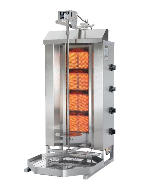 POTIS GD4/S (liquid gas/natural gas) gyros grill, stainless steel design (rustproof), with fat pan 550x550