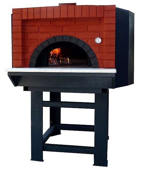 Wood pizza oven D140C, brick style, 150 pizzas á Ø 30 cm per hour, fixed & unheated baking surface, weight 1.700 kg
