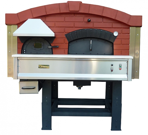 Wood pizza oven DR120, brick style, 135 pizzas á Ø 30 cm per hour, rotating and unheated baking surface, weight 1,950 kg