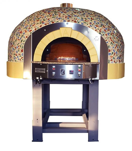 Gas pizza oven G140K-B0, dome with mosaic stones, 150 pizzas á Ø 30 cm per hour, fixed & unheated baking surface, weight 1,800 kg